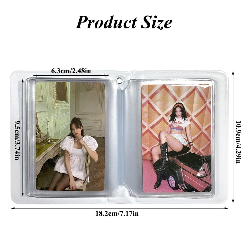 YAHUIPEIUS 3 Inch Mini Photo Album, Heart Hollow Card Binder Photo Card Holder with Pendant 40 Pockets (pink white cat) - Image 5